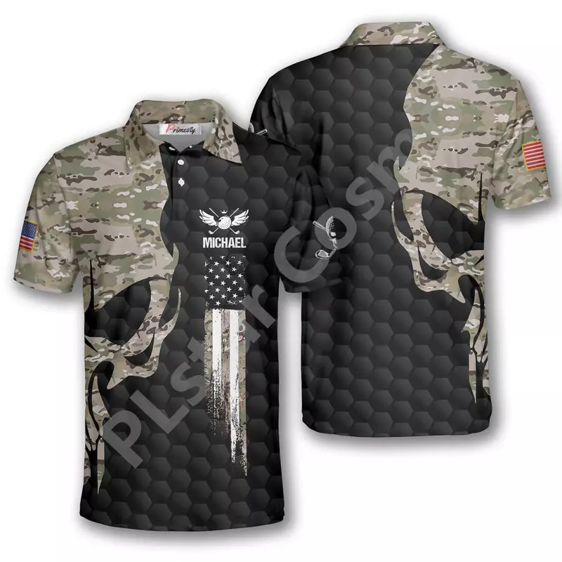 Polo con patrón de Golf Tribal para hombre y mujer, Camiseta con estampado 3D, regalo personalizado, versión negra