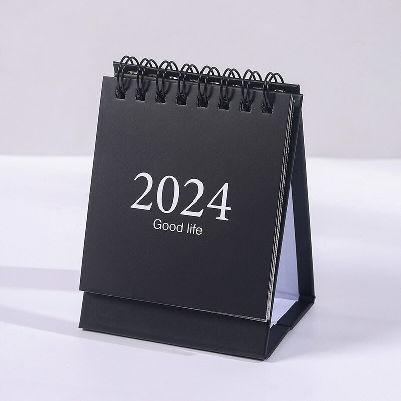 Mini Calendario de escritorio de papel Simple Ins, planificador diario Dual, decoraciones de oficina, Color sólido, 2023-2024, nuevo