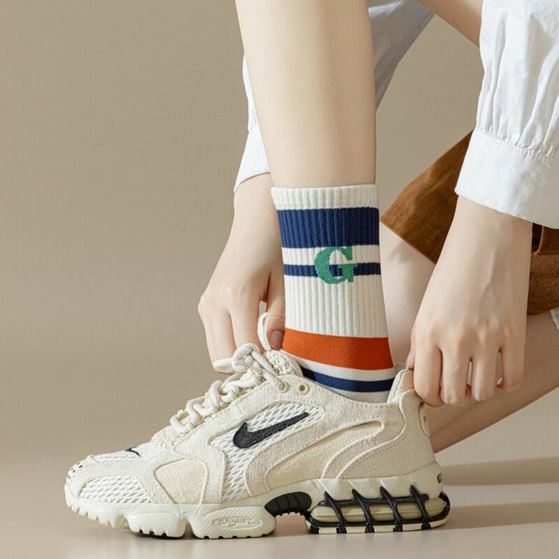 Meias Harajuku listras para meninas, algodão criativo, estilo coreano, meia-calça curta, meias casuais quentes