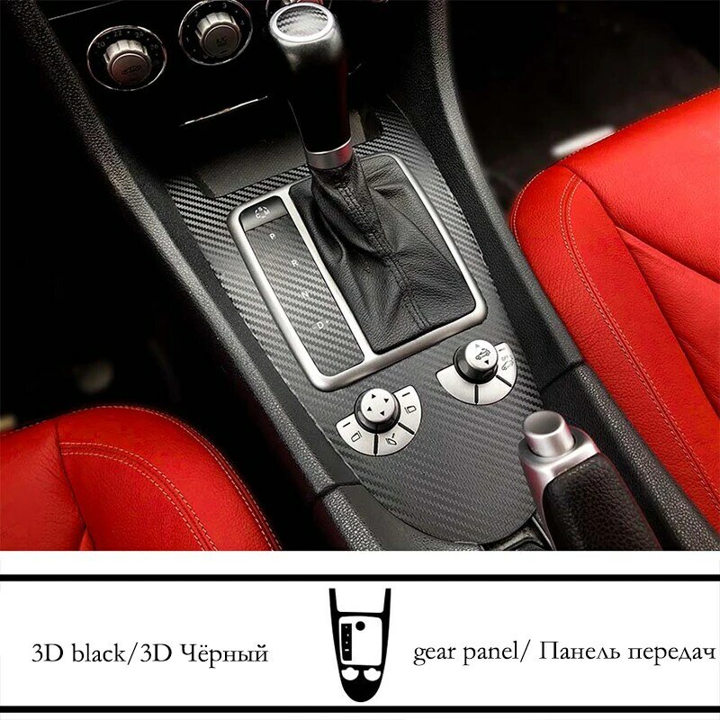 Panel de aire de engranaje Multimedia para coche, pegatina Interior automática de fibra de carbono para Benz Mercedes SLK 2004-2010
