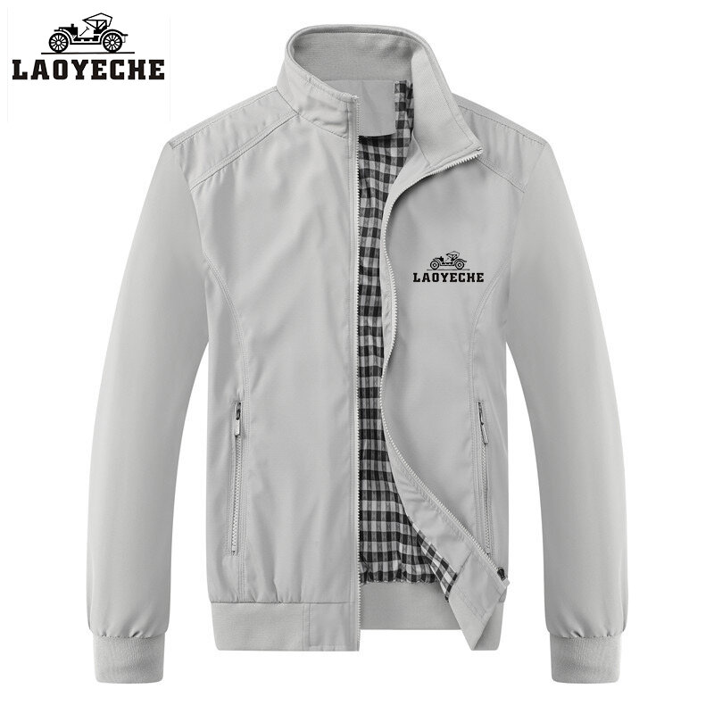 남성용 캐주얼 자수 Laoyeche 재킷, 가을 겨울 겉옷, 만다린 운동복, 고급 봄버 코트