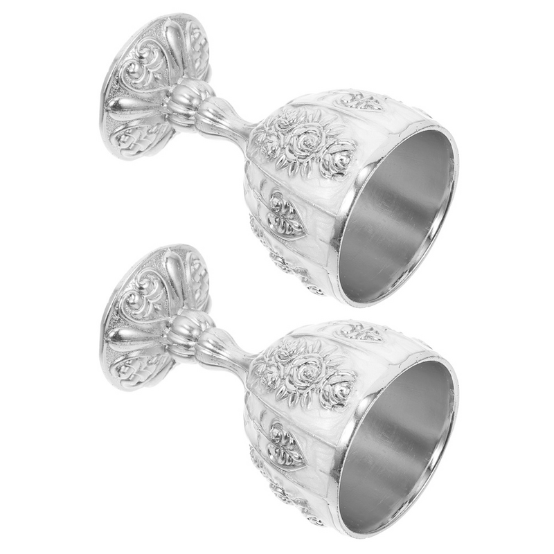 Clispeed Mead 2Pcs Martini Glasses Vintage Style Embossed Chalice Martini Glasses Gothic Jug Goblet Traditional