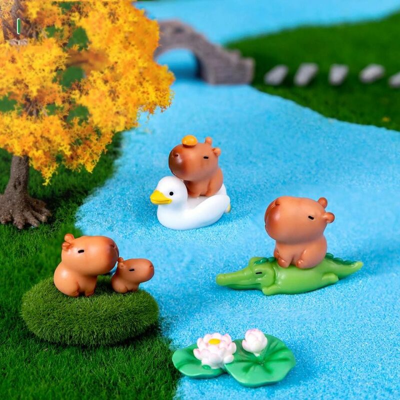 Figuras de acción de Capybara, minifiguras de animales de simulación, estatuilla de decoración del hogar, regalo para niños