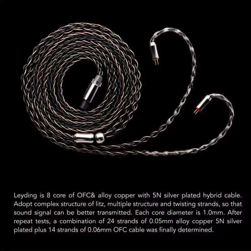 Модульные Hi-Fi наушники Kinera Leyding, 8 ядер, посеребренный медный обновленный кабель 0,78, 2 контакта/разъем MMCX, 2,5/3,5/4,4 мм, 3 в 1 штекер