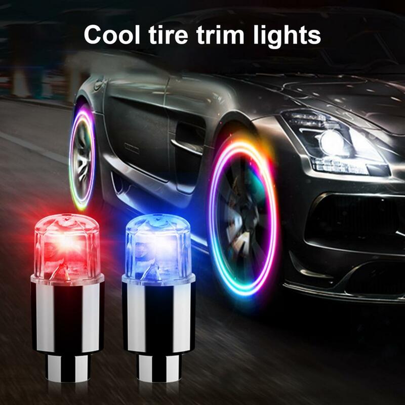 4Pcs Mini Air Valve Cap Lights Long Battery Life Decorate Long-lasting Use Luminous Tire Valve Cap Lights
