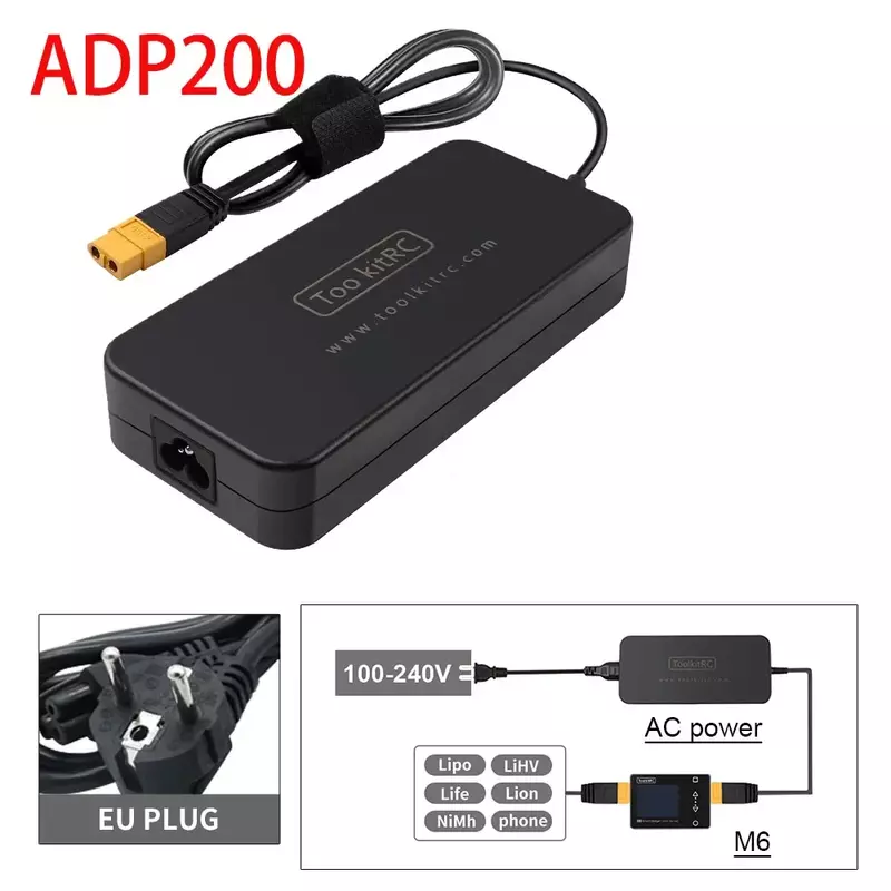 ToolkitRC ADP200 200W 19,5 V 10.3A зарядное устройство XT60 для M6D M7 M6 M4Q m6dacвыход 19,5 V 10.3A AB зажим