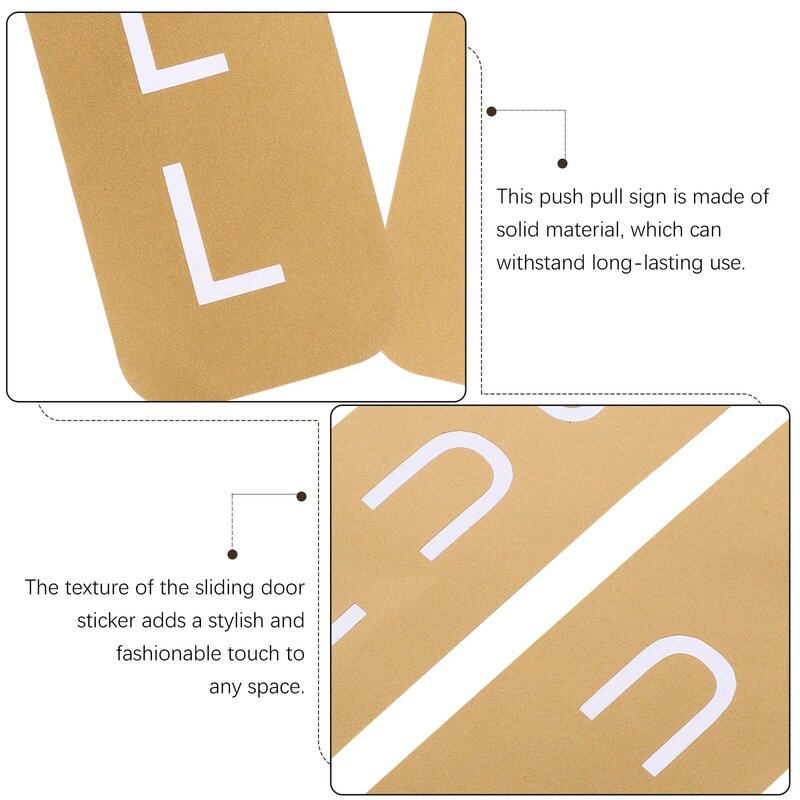 Adesivo per porta scorrevole in oro Pull Push Decal Stickers segni per ufficio decalcomanie appiccicose Decor