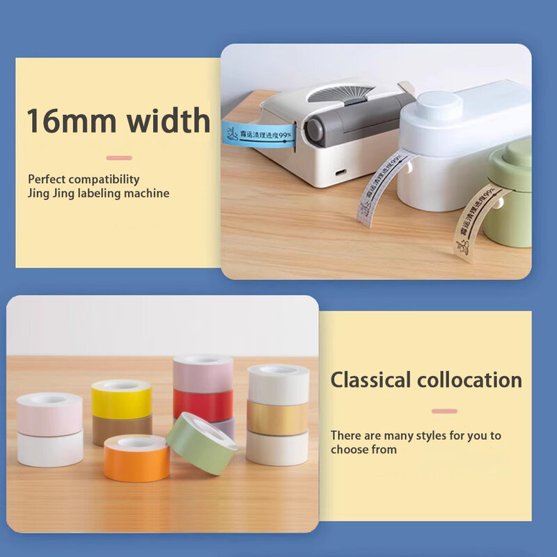 MAKEID-cintas de etiquetas M1/L1/E1 Mini/Mini HD, 16mm x 4m, impermeables, a prueba de olores, impresión sin tinta, DIY