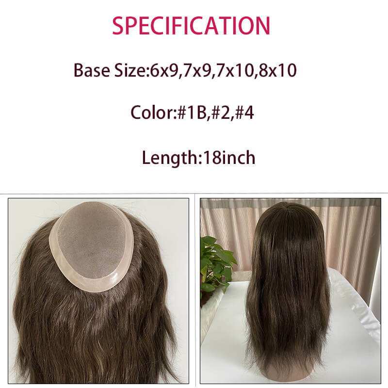 Mono halus dengan dasar Pu sistem puncak wanita ujung rambut lurus panjang untuk wanita 100% wig rambut manusia Remy untuk hiasan rambut wanita