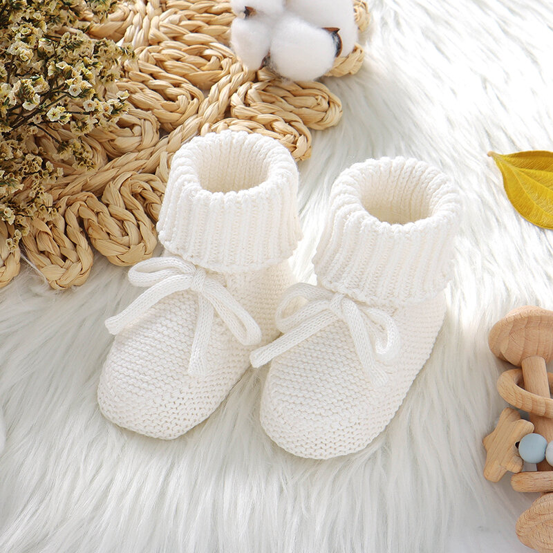 Модная однотонная вязаная обувь для младенцев и девочек 0-18 месяцев, нескользящая Мягкая Обувь для первых шагов в кроватке