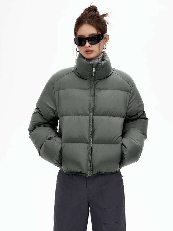 Женская Стеганая куртка на молнии с воротником-стойкой, новинка осень-зима 2023, корейские шикарные универсальные пальто, свободная винтажная короткая одежда