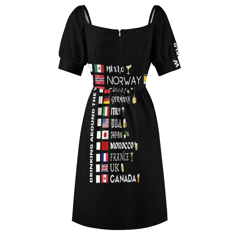 Wdw-世界のチェックリストの女性のためのノースリーブのイブニングドレス、女性のためのセクシーなドレス