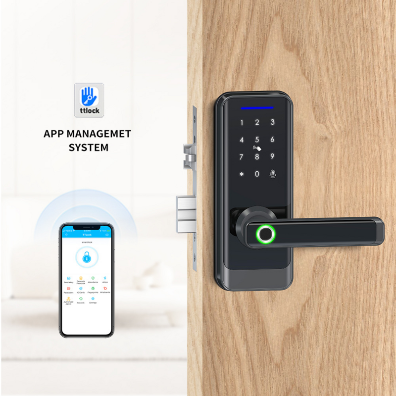 Дверной смарт-замок Tuya, цифровой биометрический дверной замок с Wi-Fi и сканером отпечатков пальцев, водонепроницаемый, работает с приложением