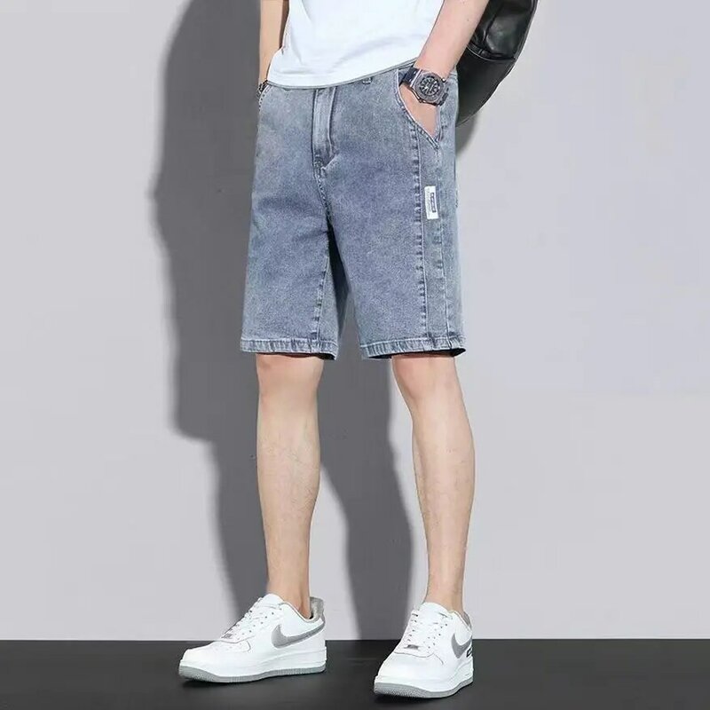 Jeans Casual estivi Slim in Denim per uomo pantaloncini da cowboy solidi alla moda con Jeans elasticizzati pantaloni corti firmati in stile coreano