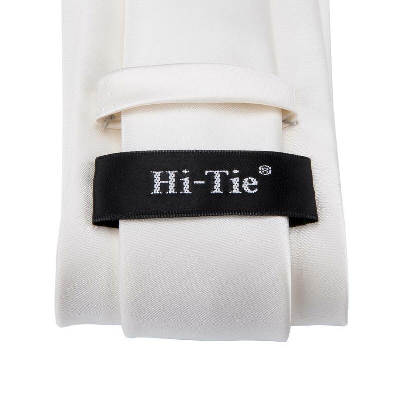 Ivory White Solid Silk Wedding Tie For Men Handky Cufflink Gift Mens Necktie Fashion Designer Business Party Dropshiping Hi-Tie