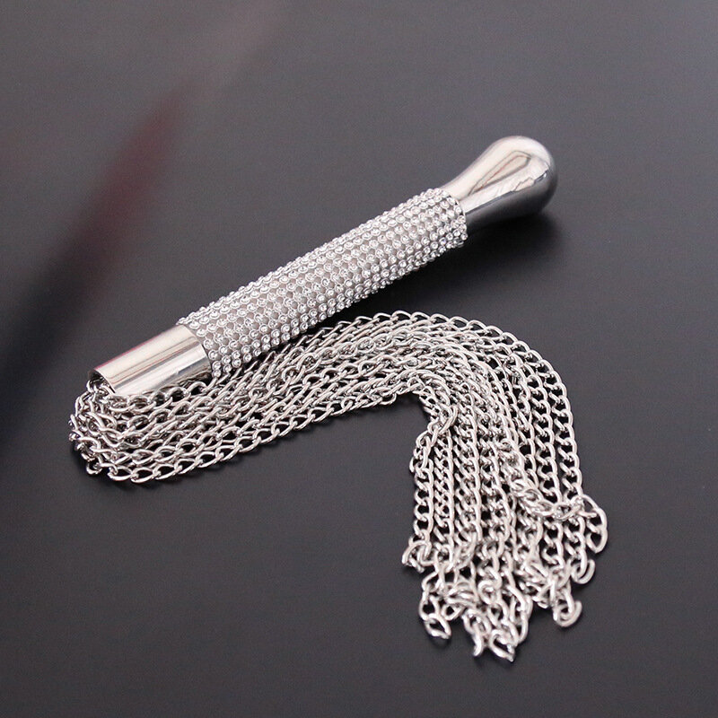 New Metal Alloy Chain Tassel Short Horse Riding Whip Crop Crystal Handle new