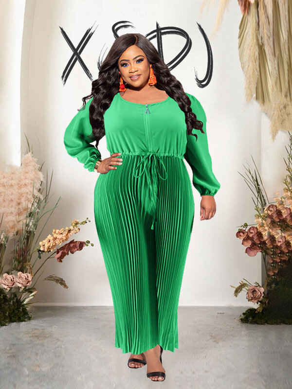 One Piece for Women Sleeves Jumpsuit Plus Size Casual Jumpsuits  Pleated Pants Elegant Long Jumpsuits Wholesale Dropshipping