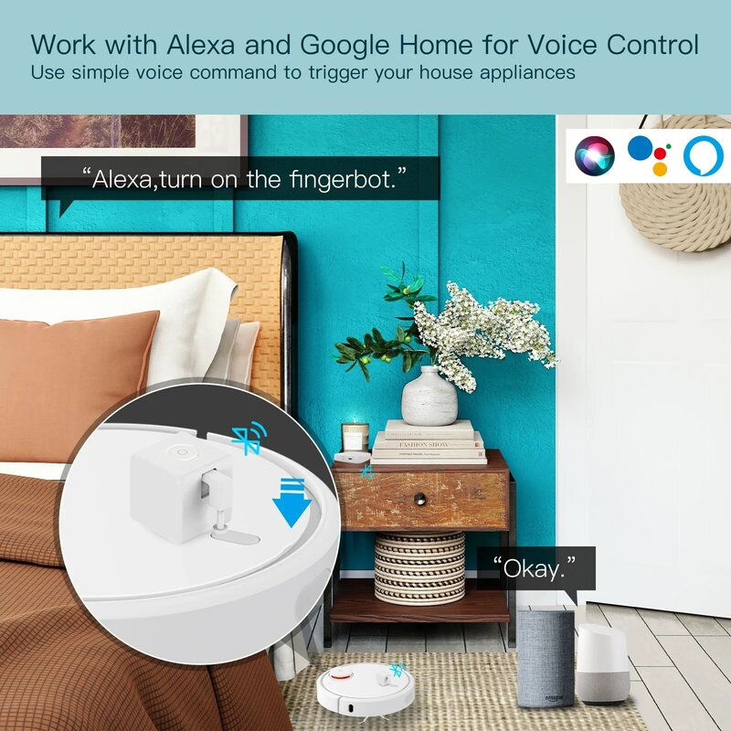 MOES-robot de dedo con Bluetooth, pulsador de botón Tuya, Control automático por voz, aplicación Smart Life, Alexa y Google Home
