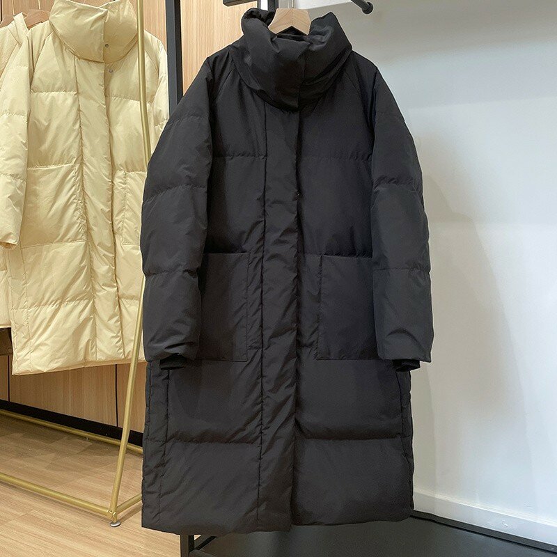 2023 nowa damska kurtka puchowa zimowa płaszcz dla kobiet średniej długości Versione Parkas luźny, gruby ciepła odzież wierzchnia wszechstronny płaszcz