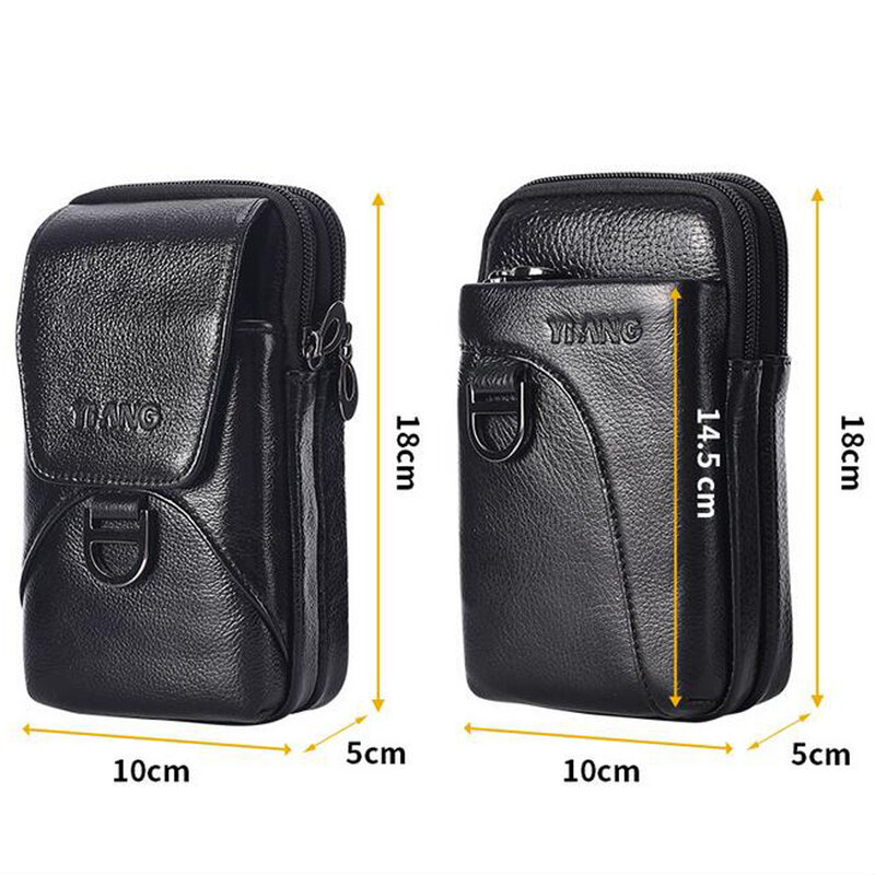 New Men's Waist Bag Genuine Leather Fashion Cell Mobile Phone Case  Bag Fashion Men Belt Hook Pack Fanny  Pouch