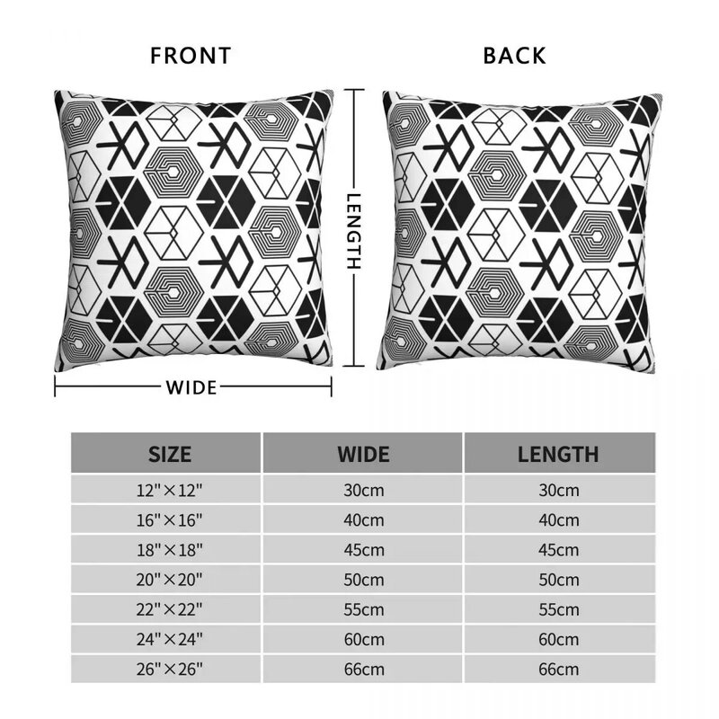Fodera per cuscino per auto EXO Logo Pattern 2 federa in poliestere e lino con motivo a Zip