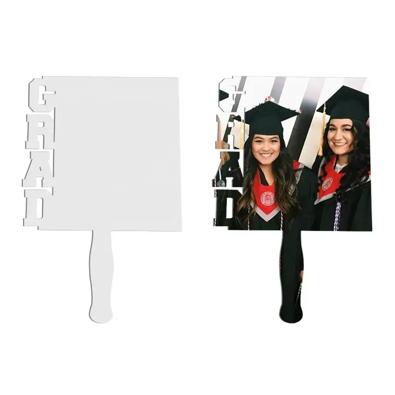 10Pcs/Lot 6.95*10.7 Inch Big Size Sublimation Blanks Grad Fans 2024 Fans Hand Paddle For Custom Graduation Memory Gifts
