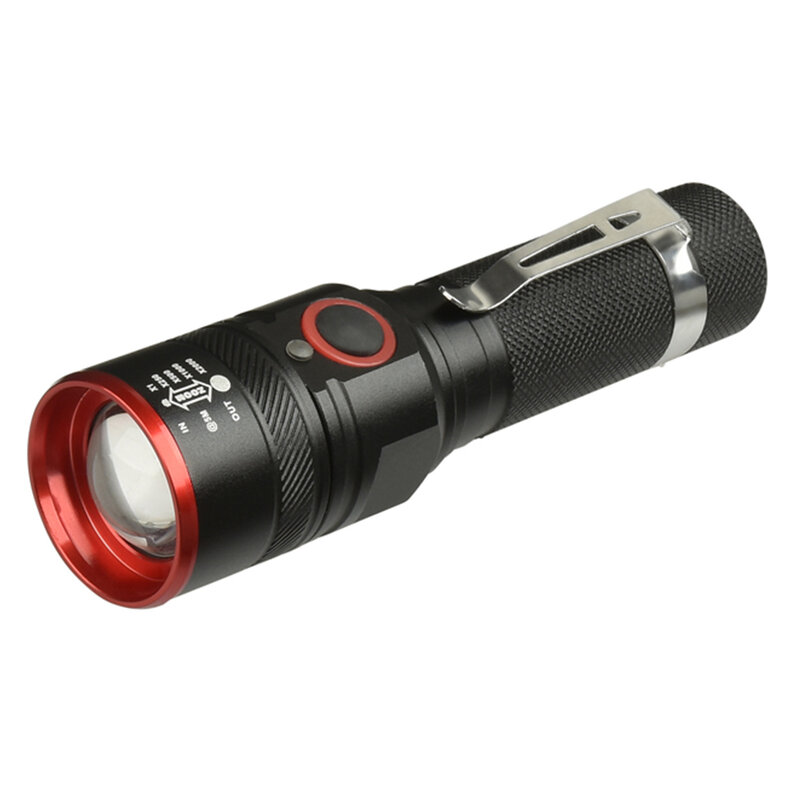 Ładowalna latarka USB T6 Led latarka z zoomem 3 tryby latarka, nadaje się do 18650 camping z kablem USB
