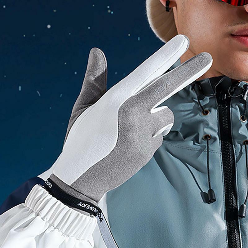 Guantes de esquí para hombre, manoplas térmicas gruesas para moto de nieve, pantalla táctil, antideslizantes, dedos abiertos, Invierno