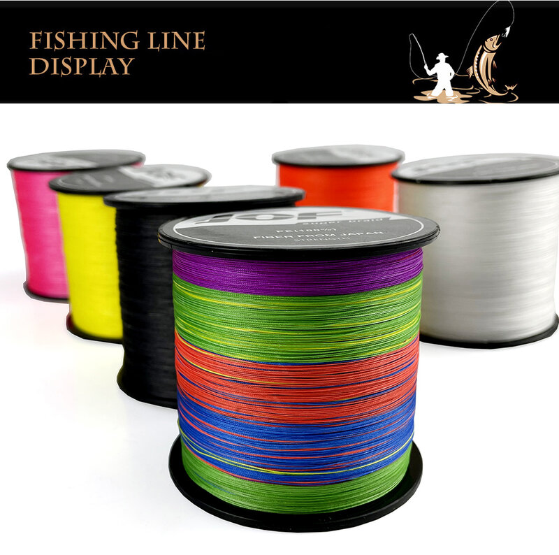 JOF 500M 300M 100M Multicolour PE Braided Wire 8/4 Strands Multifilament Japanese Fishing Line 8 braided carp fishing line pesca