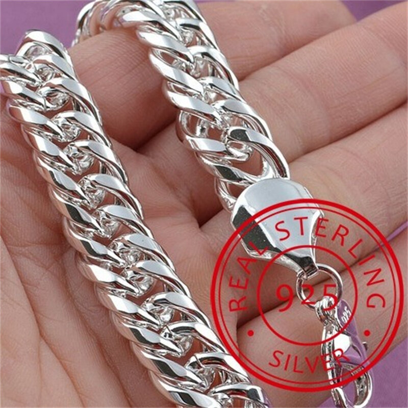 Благородная красивая цепочка из серебра 925 пробы, твердый браслет для женщин и мужчин, подвески, модные ювелирные изделия, популярная модель