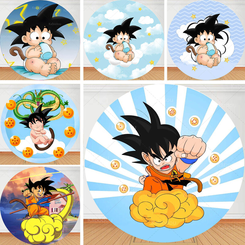Dragon Ball okrągłe tło dla dzieci Goku chłopcy urodziny na imprezę dekoracja Baby Shower fotografia tło koło Studio Prop