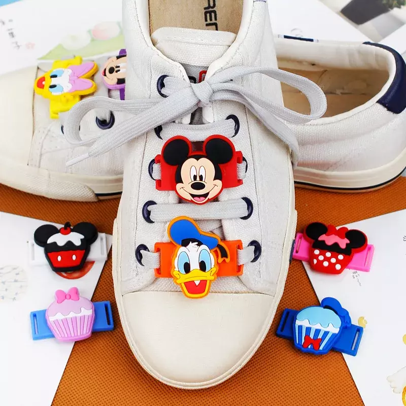 Disney Mickey Sepatu Kasual Aksesori Tali Sepatu Kartun Gesper Sepatu Dekoratif Sepatu Kanvas Bunga Dekorasi Lem Lembut PVC