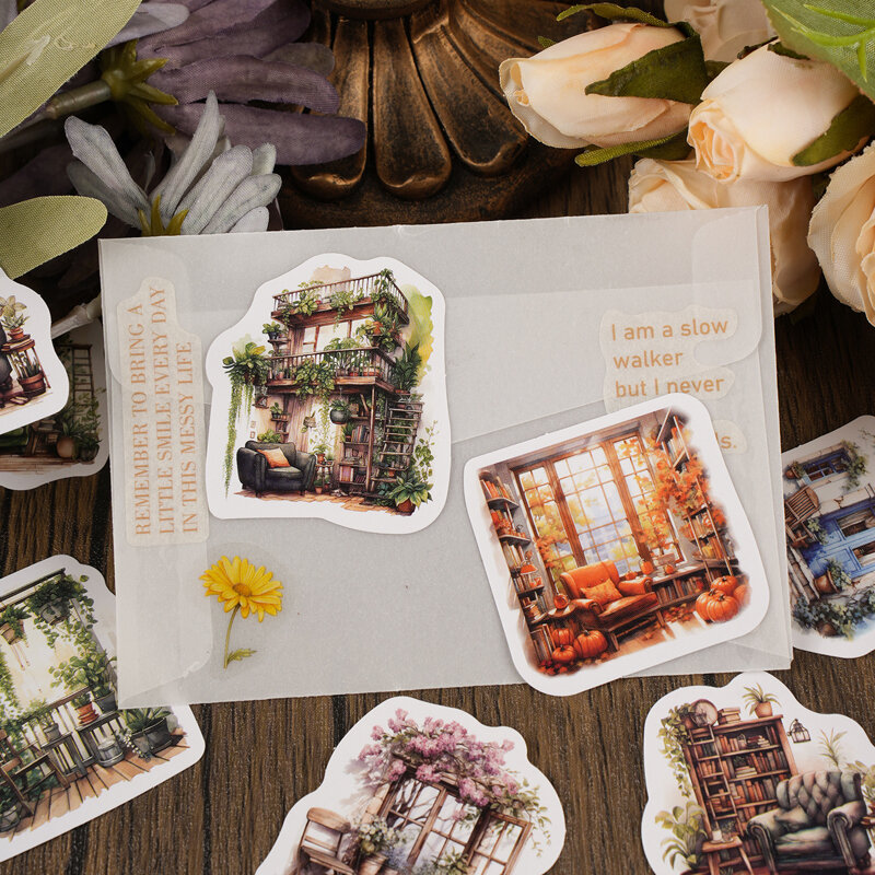 12packs/LOT Qiong Flower House series markers photo album decoration label sticker