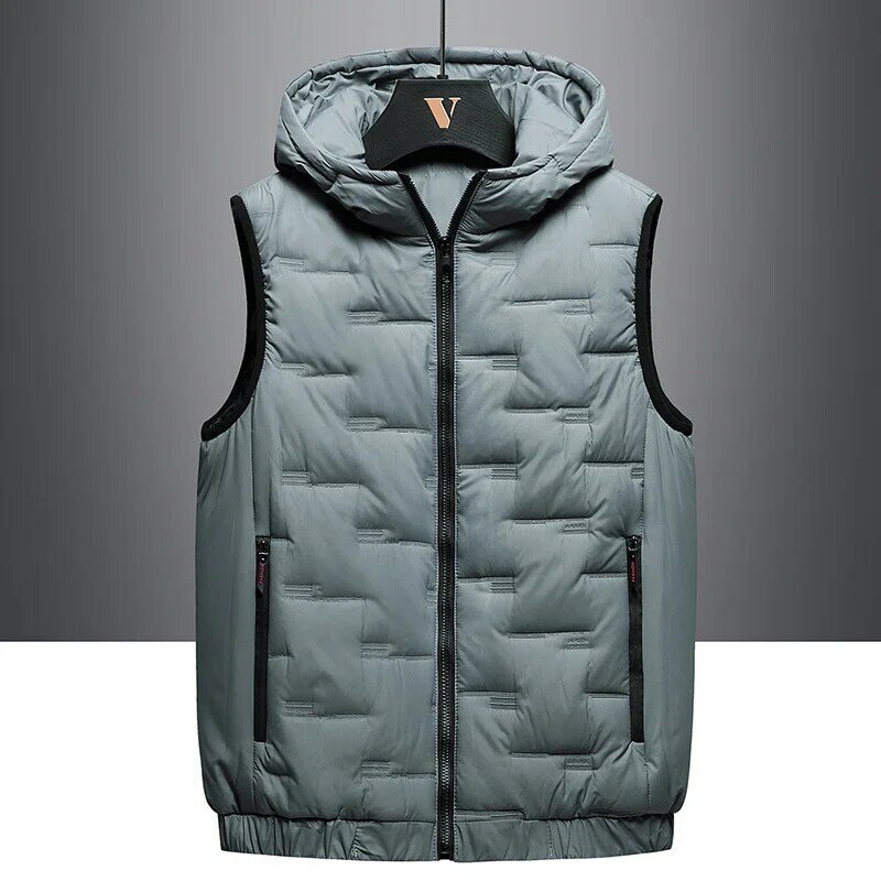 Rompi tebal musim gugur, musim dingin pria, rompi hangat mode, mantel jaket tanpa lengan, warna Solid, ukuran besar 7XL 8XL