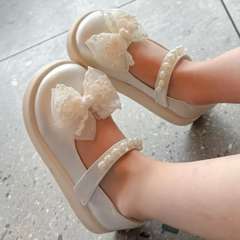 Children's Leather Shoes Sweet Bowtie Girl Princess Shoes Spring Autumn Fashion Kids Causal Dress Mary Jane Shoes for Party Soft
