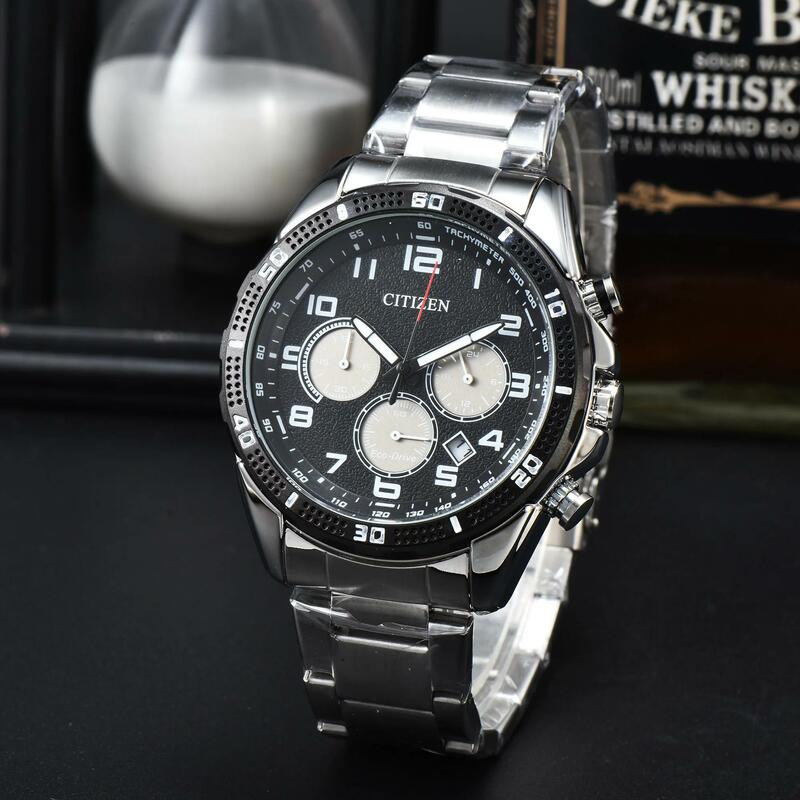 Fashion Stainless Steel Watch Luxury Calendar Quartz Watch Men's Clock Digital Face Business Watch