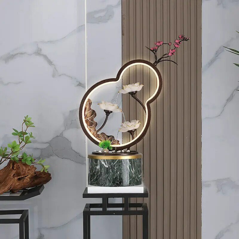 Светодиодная лампа фэн-шуй в китайском стиле, автоматический ландшафтный дизайн аквариума, циркуляция дома, украшение для туманообразования проточной воды, живой Ro