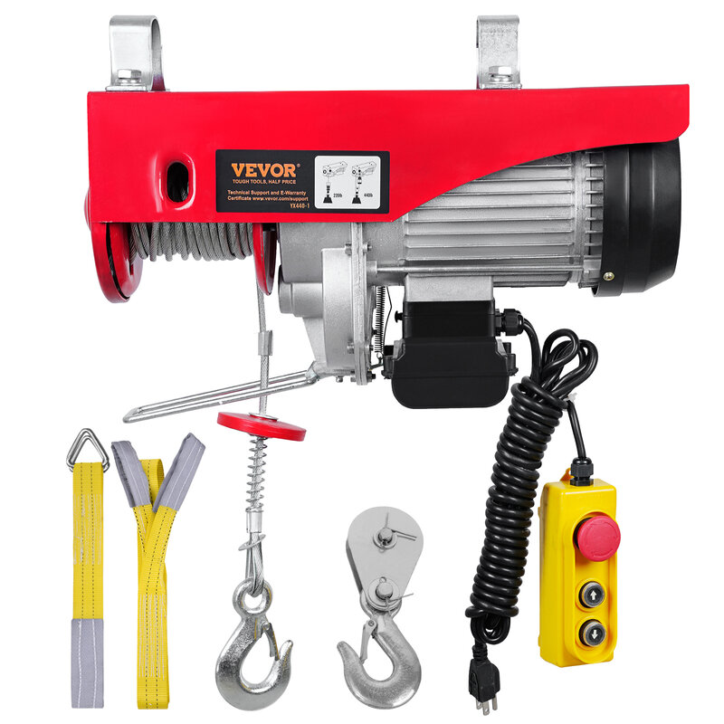 VEVOR Electric Hoist w/14ft Wired Remote Control, 110V w/40ft Single Cable Lifting Height & Pure Copper Motor,for Garage Factory