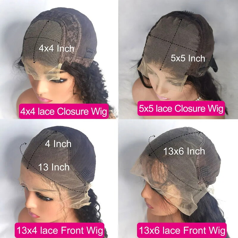 Peruca encaracolada brasileira da água para mulheres, 13x4, 13x6 HD perucas dianteiras do cabelo humano do laço, 4x4, 5x5 HD, onda profunda, glueless, 40"