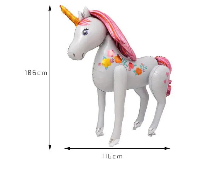 Globo de caballo 3D, decoración de regalo de cumpleaños, montaje grande, tridimensional, unicornio, decoración de escenario para fiesta de cumpleaños