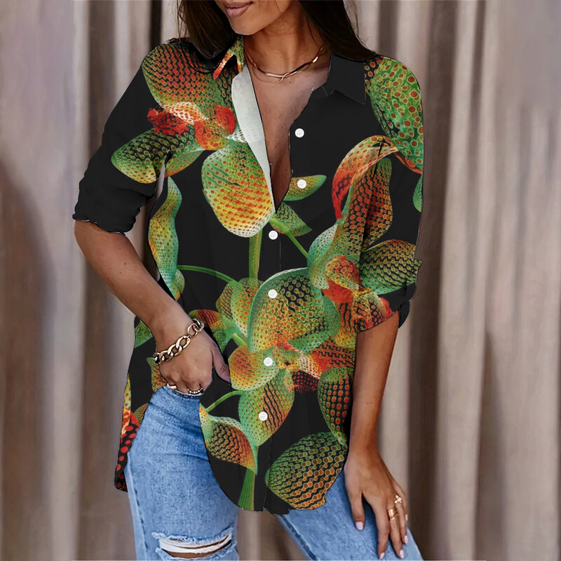 2024 New Summer Color Floral Print T-shirt Summer Daily Casual Round Neck Short-sleeved Loose Comfortable Fashionable T-shirt