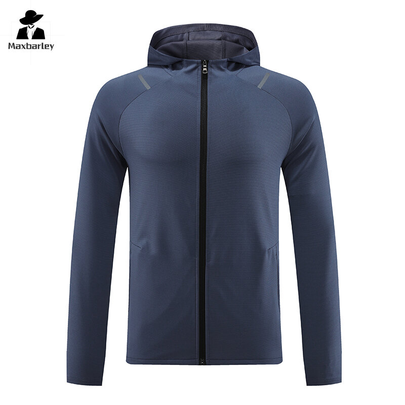 Fashion Jacket Men's Gym Sports Zipper Long Sleeve T-Shirt Casual Quick Dry Jogging Stretch Coat Running Men's Hooded Sweatshirt