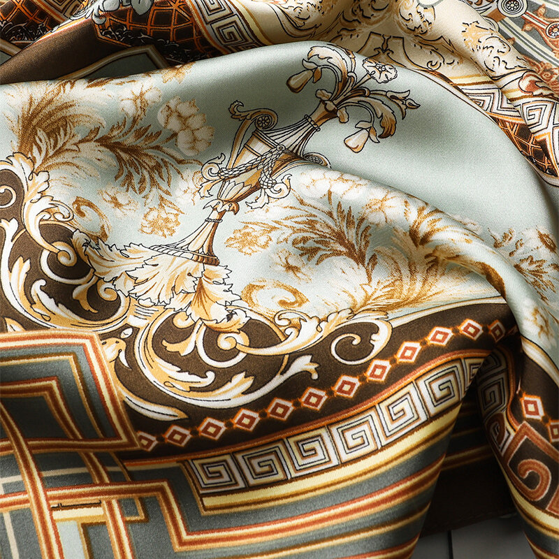 Pañuelo cuadrado de seda para mujer, Bandana de satén con diseño impreso, chales pequeños de marca de lujo