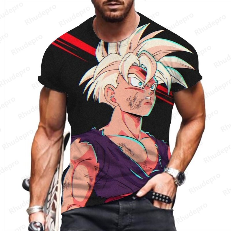 Camiseta de manga curta Goku masculina, tops de Dragon Ball Z, roupas Hip Hop, camisas infantis, Super Saiya Y2k, novo, 2024