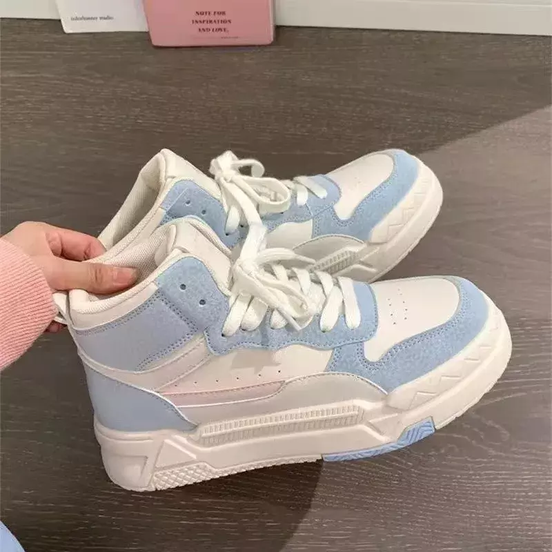 2024 Spring Women's Sneakers Outdoor Lace Up Increase Height Platform Shoes for Women New Women's High Top Casual Running Shoes