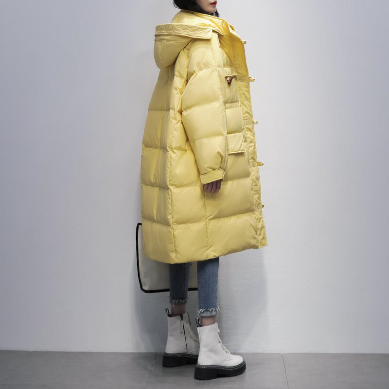 Новинка 2023, Женское пальто на утином пуху, зимняя куртка, женская версия, свободные парки, толстая верхняя одежда, пальто с капюшоном, универсальные пальто X95