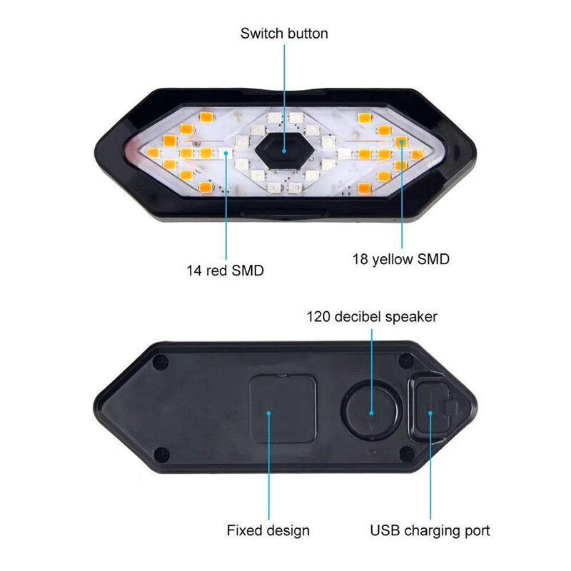 Luz LED trasera con bocina para bicicleta, intermitentes, Control remoto, indicador de dirección, recargable por USB