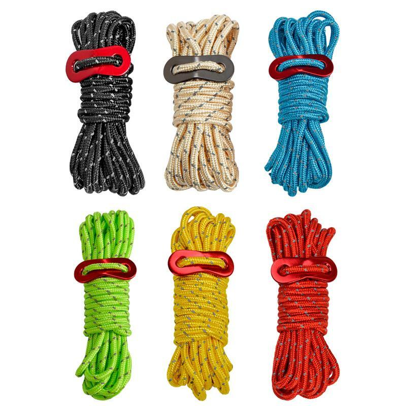 4mm Outdoor Tent Rope Reflective Guy Lines Parachute Cord Lanyard Camping Rope With Aluminum Camping Tent Accessories