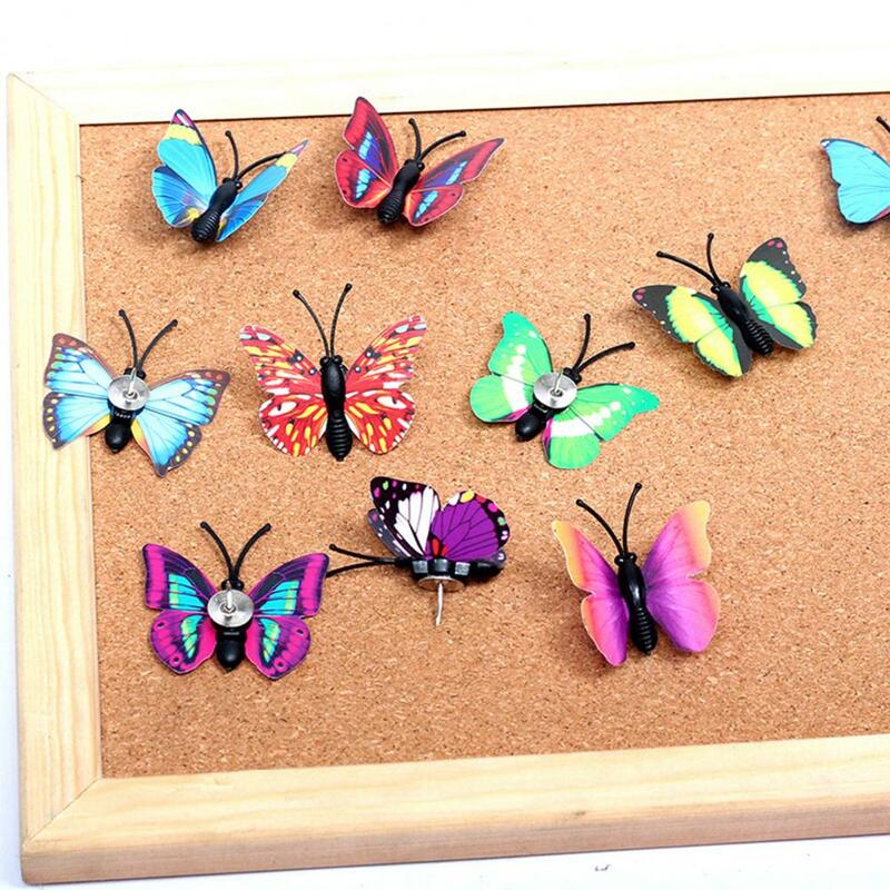 게시판용 메시지 보드 핀, 다채로운 나비 모양 장식 엄지 압정, 활기찬 푸시 핀, 폭넓게 적용