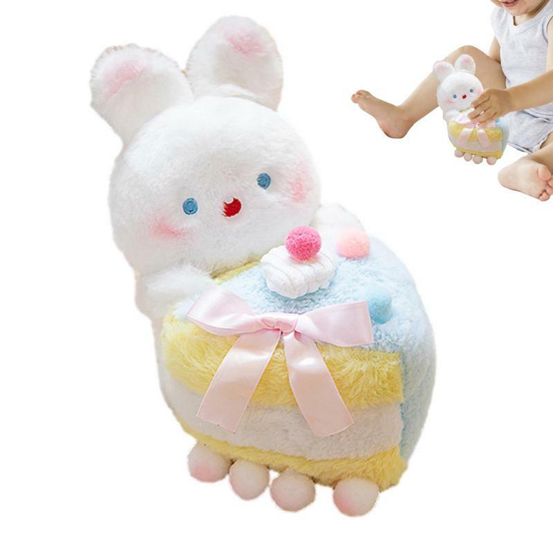 Rabbit Stuffed Animal Plush Bunny Stuffed Animal With Cake Hamburger 7.8in Pig Soft Stuffed Plush Toy Soft & Cuddly Plush Bunny